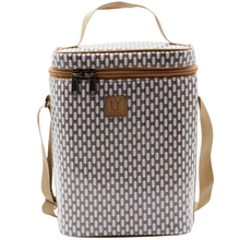 Load image into Gallery viewer, Patterned cooler bag with a handle and shoulder strap on a white background
