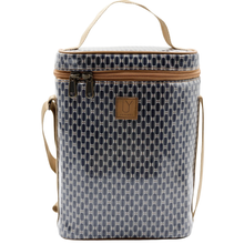 Load image into Gallery viewer, Patterned cooler bag with a brown zipper and handle on a white background
