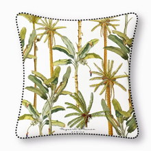 Load image into Gallery viewer, Cushion with tropical plant design on a white background
