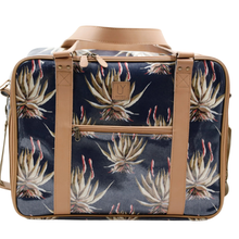 Load image into Gallery viewer, IY Overnight Bag with Leather Handles - Navy Aloe
