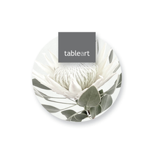 Load image into Gallery viewer, Tableart Round Coasters 6pk - White King Protea
