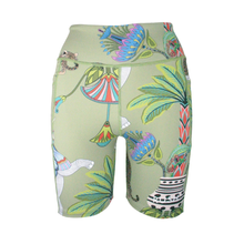 Load image into Gallery viewer, Colourful tropical-themed Rush activewear shorts on a white background
