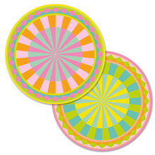 Load image into Gallery viewer, Round Disposable Placemats with Matching Coasters - Harlequin Sorbet
