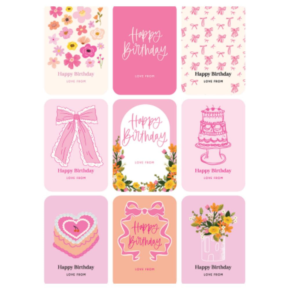 Studio Italiana Gift Birthday Stickers - Pink Bow