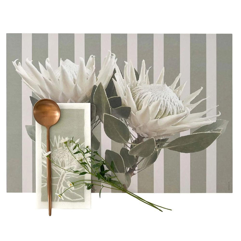 Tableart Striped Disposable Placemats -White King Protea
