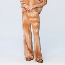 Load image into Gallery viewer, Signature Sydney Wide Leg Cargo Pants  - Camel &amp; White Stripe
