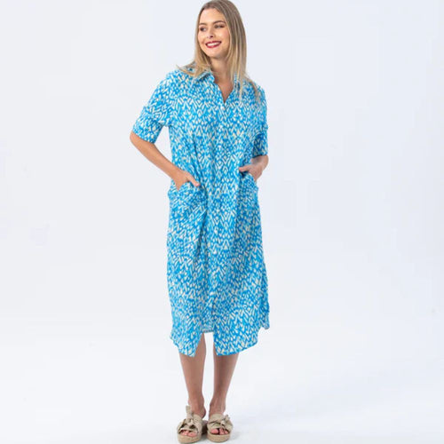 Signature by Des Tahiti Dress - Turquoise & White