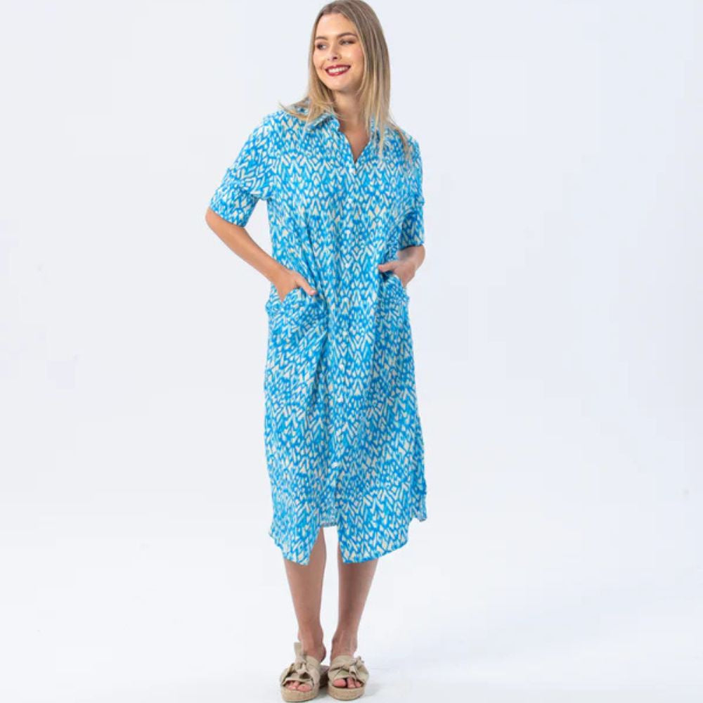 Signature by Des Tahiti Dress - Turquoise & White