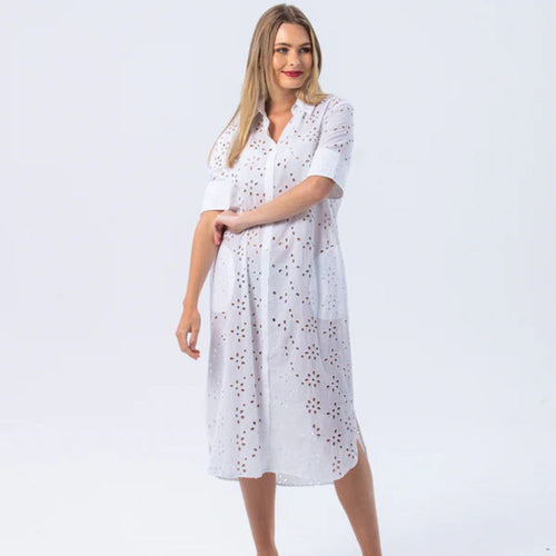 Signature by Des Tahiti Dress - White Anglaise