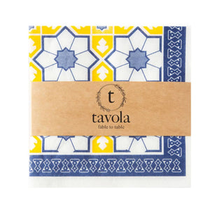 Moroccan Tile Napkins - Navy/Yellow