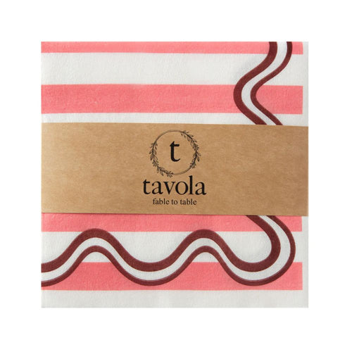 Tavola Swirl Napkins Pack of 25 - Pink & Red