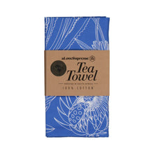 Load image into Gallery viewer, A Love Supreme Tea Towel - Bloom Essence Cream on Blue

