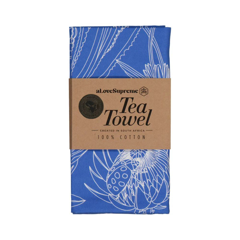 A Love Supreme Tea Towel - Bloom Essence Cream on Blue