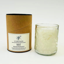 Load image into Gallery viewer, Unwined Rose candle in a glass container with packaging on a white background
