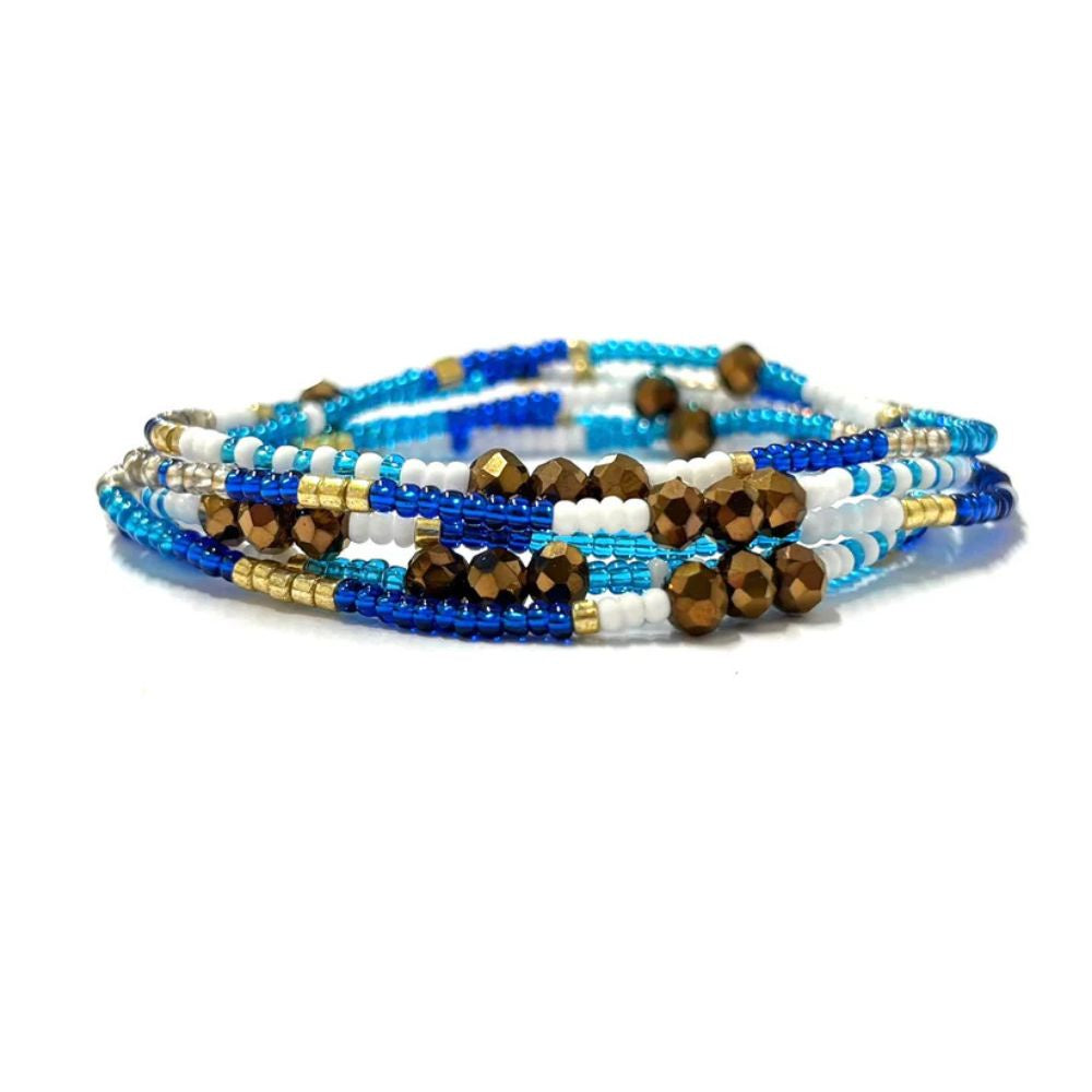 Kiki Collection Beaded Wrap Bracelet - Bronze Beach