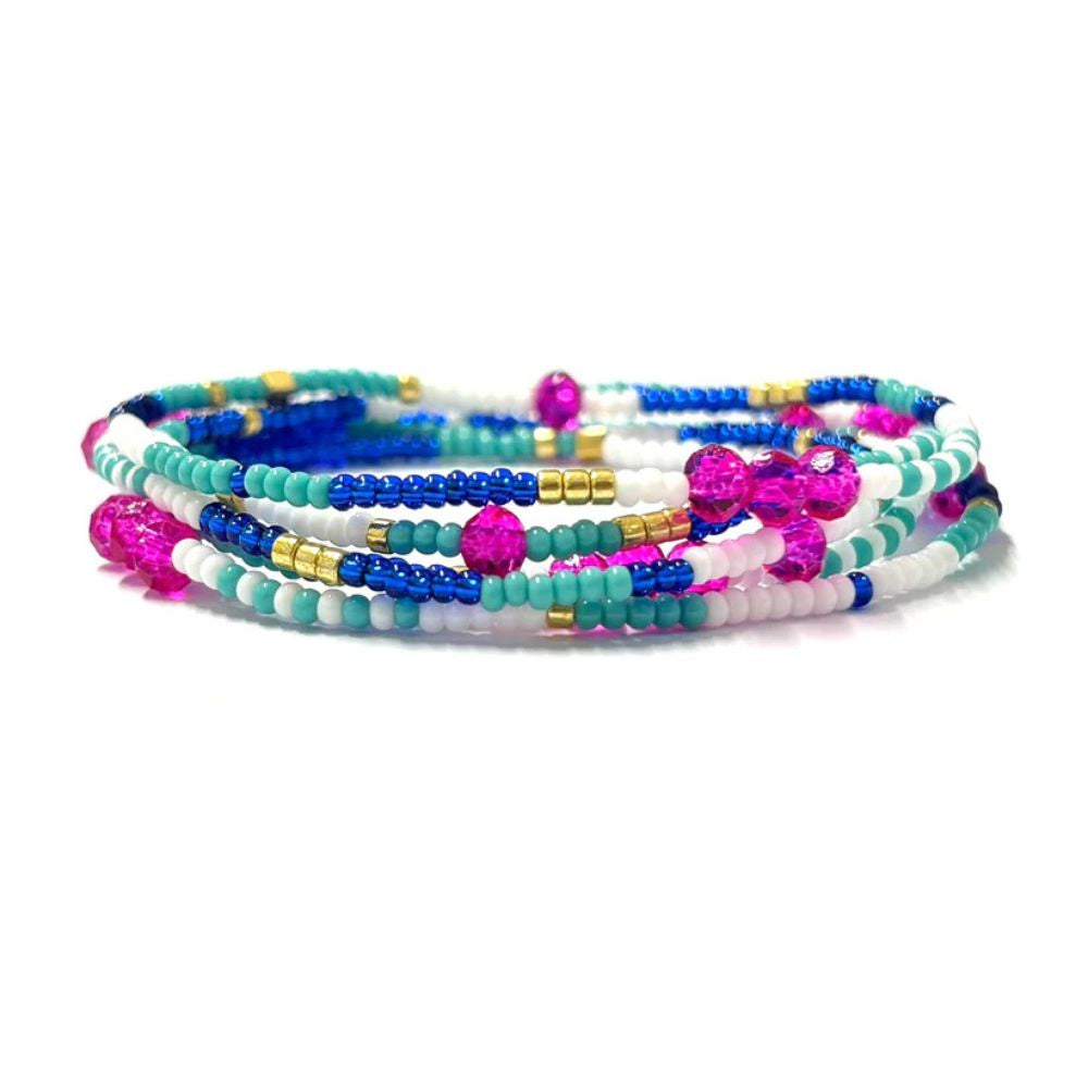 Kiki Collection  Beaded Wrap  Bracelet  - Pool Party
