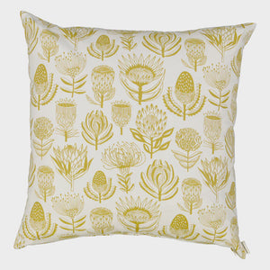 A Love Supreme Cushion Cover 60x60 - Floral Kingdom Ochre on White