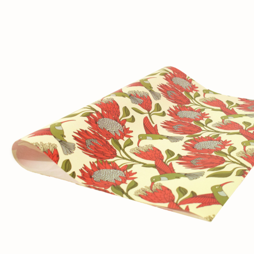 A Love Supreme Wrapping Paper - Protea Red on White