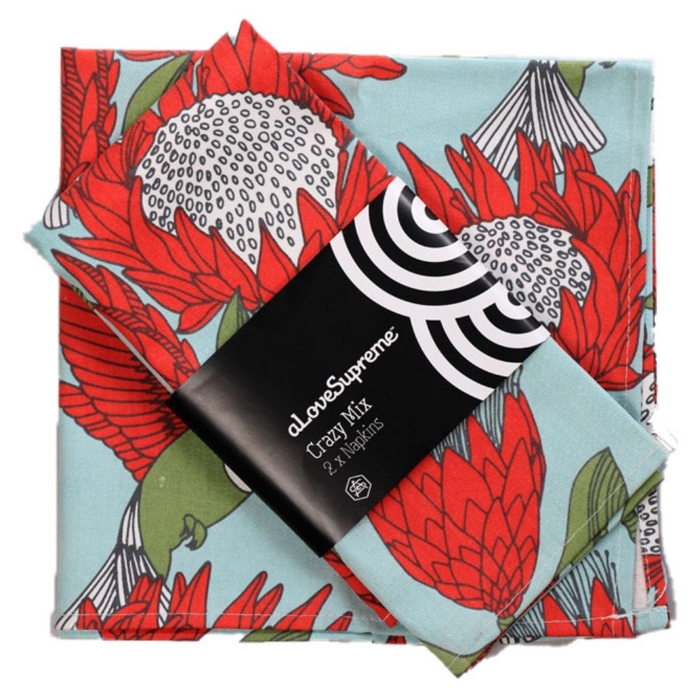 A Love Supreme napkins - protea blue