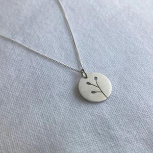 Sterling Silver Disc with Botanical Cut-out Pendant