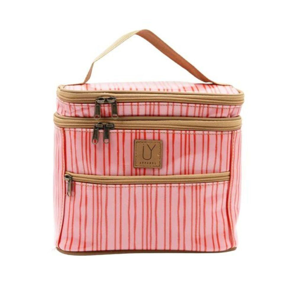 IY Standup Toiletry Bag - Stripe Pink