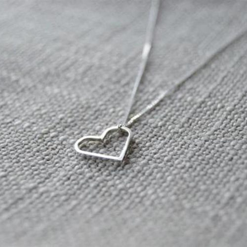 Sterling Silver Wire Heart Pendant on Silver Chain