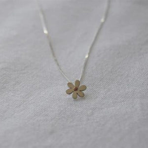 Sterling Silver Blossom Flower Pendant with Copper Detail on Silver Chain