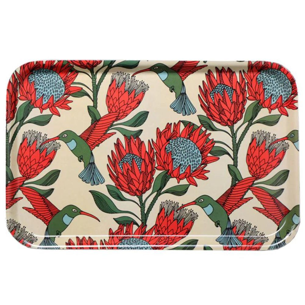 A Love Supreme Melamine Dinner Tray - Protea Red on White