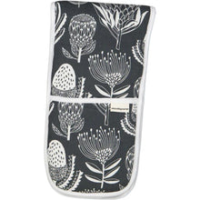 Load image into Gallery viewer, A Love Supreme Double Oven Gloves - Floral Kingdom White on Grey
