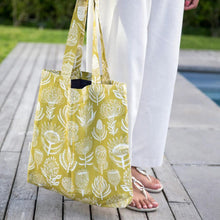Load image into Gallery viewer, A Love Supreme Tote Bag Floral Kingdom - White on Ochre
