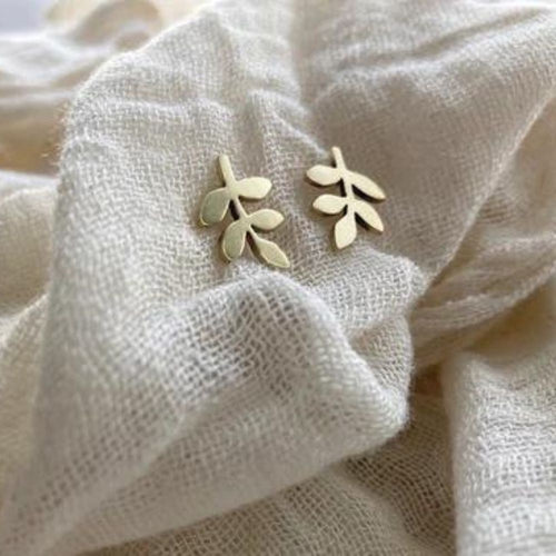 Brass Small Leaves #2 Studs