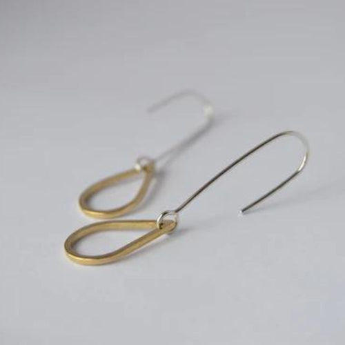 Brass Wire Teardrop Earrings on Sterling Silver Hooks