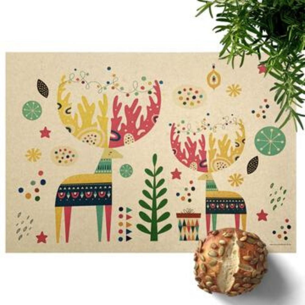 Moon & Back Paper Placemats - Dasher & Dancer