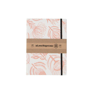 A Love Supreme A5 Blank Books Floral Kingdom - Pink on White
