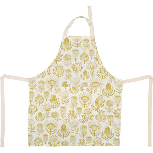 A Love Supreme Apron with Pocket Floral Kingdom - Ochre on White