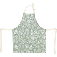 Load image into Gallery viewer, A Love Supreme Apron with Pocket - Floral Kingdom White on Sage
