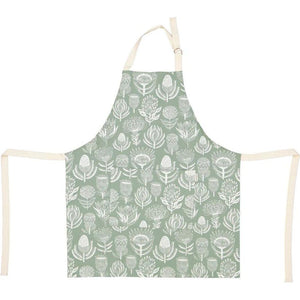 A Love Supreme Apron with Pocket - Floral Kingdom White on Sage