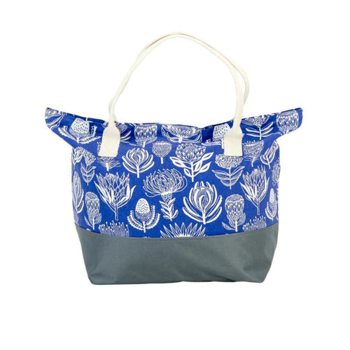 A Love Supreme Beach Bag Cordura - Floral Kingdom White on Blue