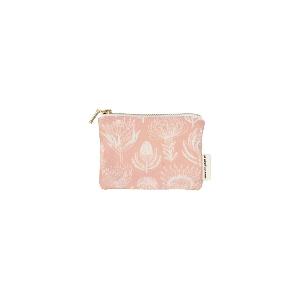 A Love Supreme Coin Purse -  Floral Kingdom  White on Pink