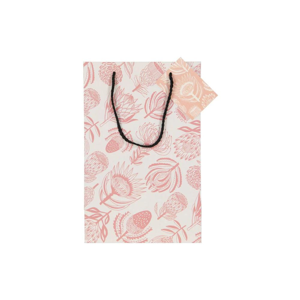 A Love Supreme Large Gift Bag - Floral Kingdom Pink on  White