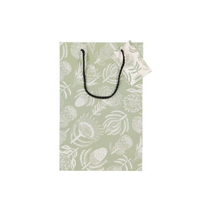 A Love Supreme Large Gift Bag - Floral Kingdom  White on Sage