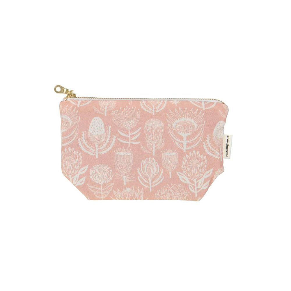 A Love Supreme Make-up Pouch  - Floral Kingdom White on Pink
