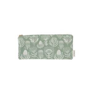 A Love Supreme Large Pencil Case - Floral Kingdom White on Sage