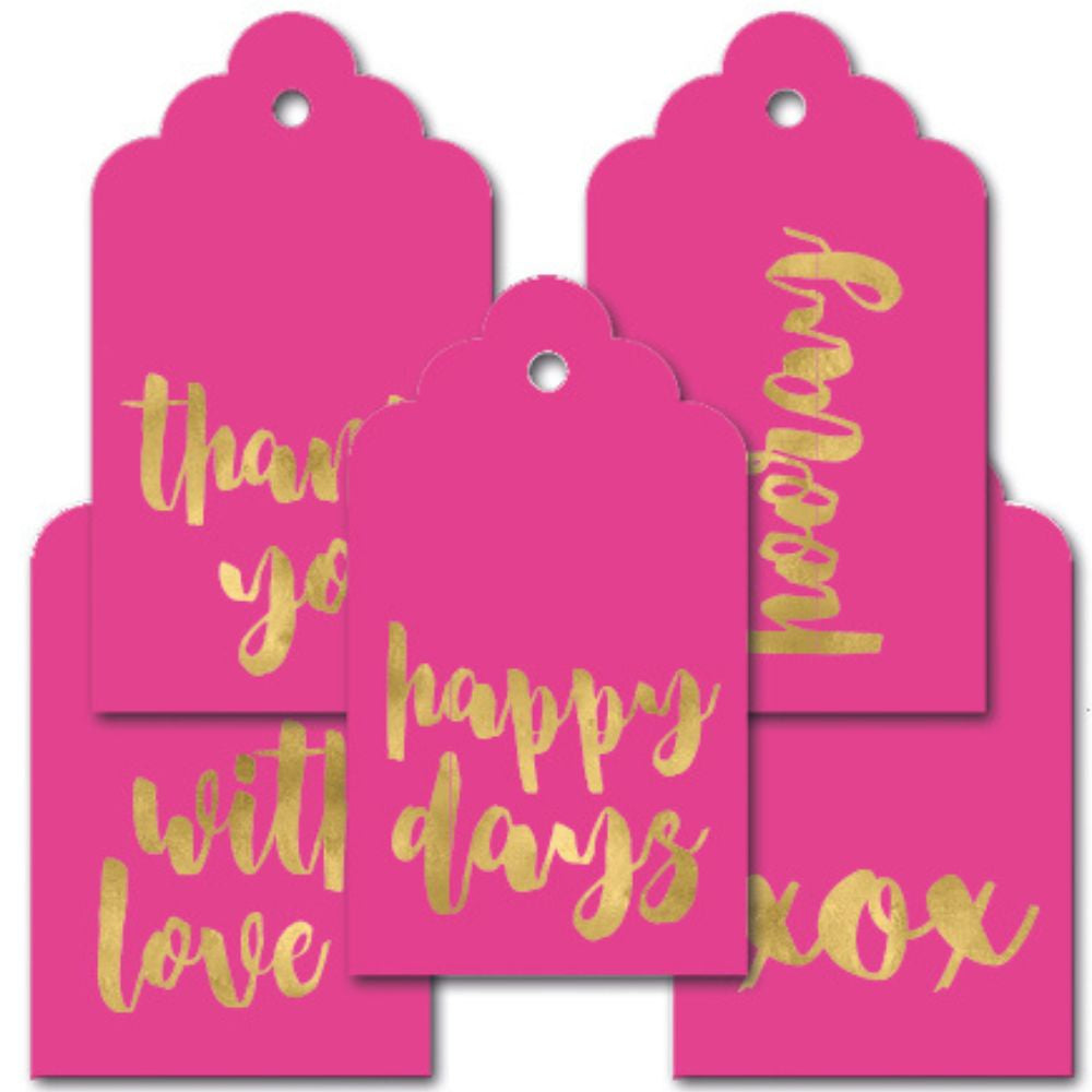 Macaroon Gold Foil Gift Tag Set of 10 - Pink Greetings