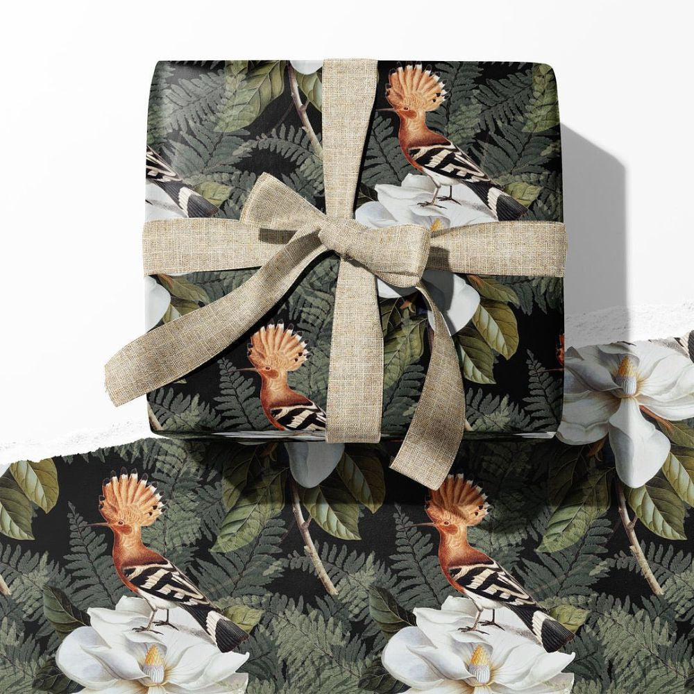 Moon & Back Gift Wrap - Hoopoe Black