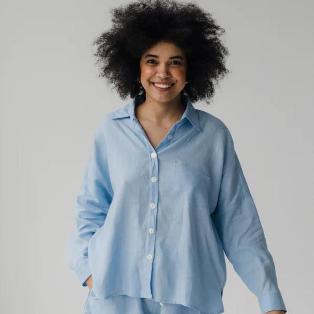 Sky blue linen shirt