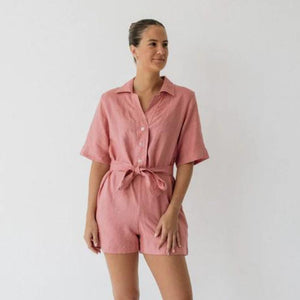 Janni & George New Playsuit with Tie - Guava