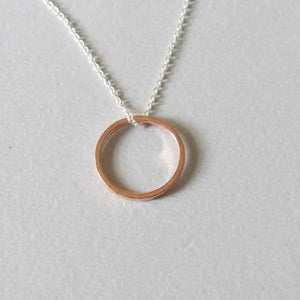Liwo Copper Small Wire Circle Pendant on Silver Chain