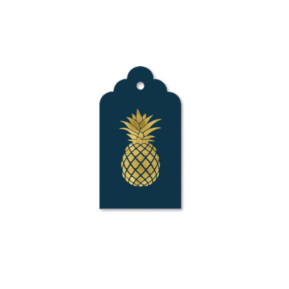 Macaroon Gold Foil Tag  Set of 10 - Pineapple Navy