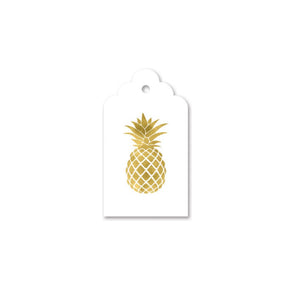 Macaroon Gold Foil Gift Tag Set of 10 - Pineapple White